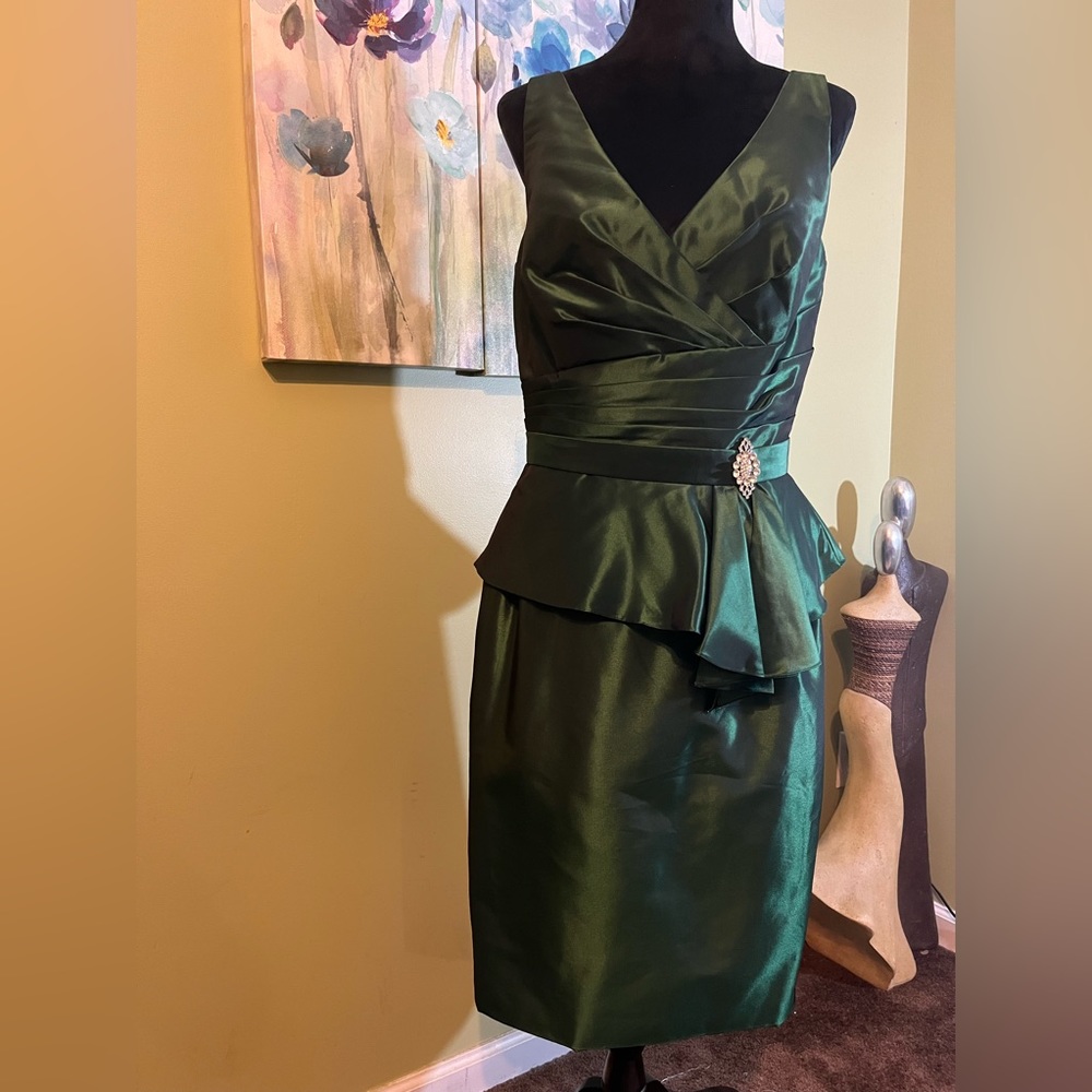 Satin Green Formal Dress By Belsoie